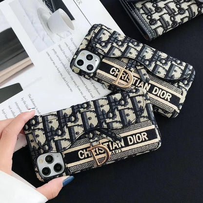 Embroidered retro card case phone case