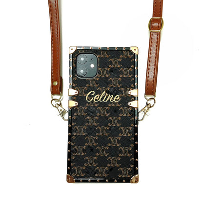 Leather lanyard  square phone case