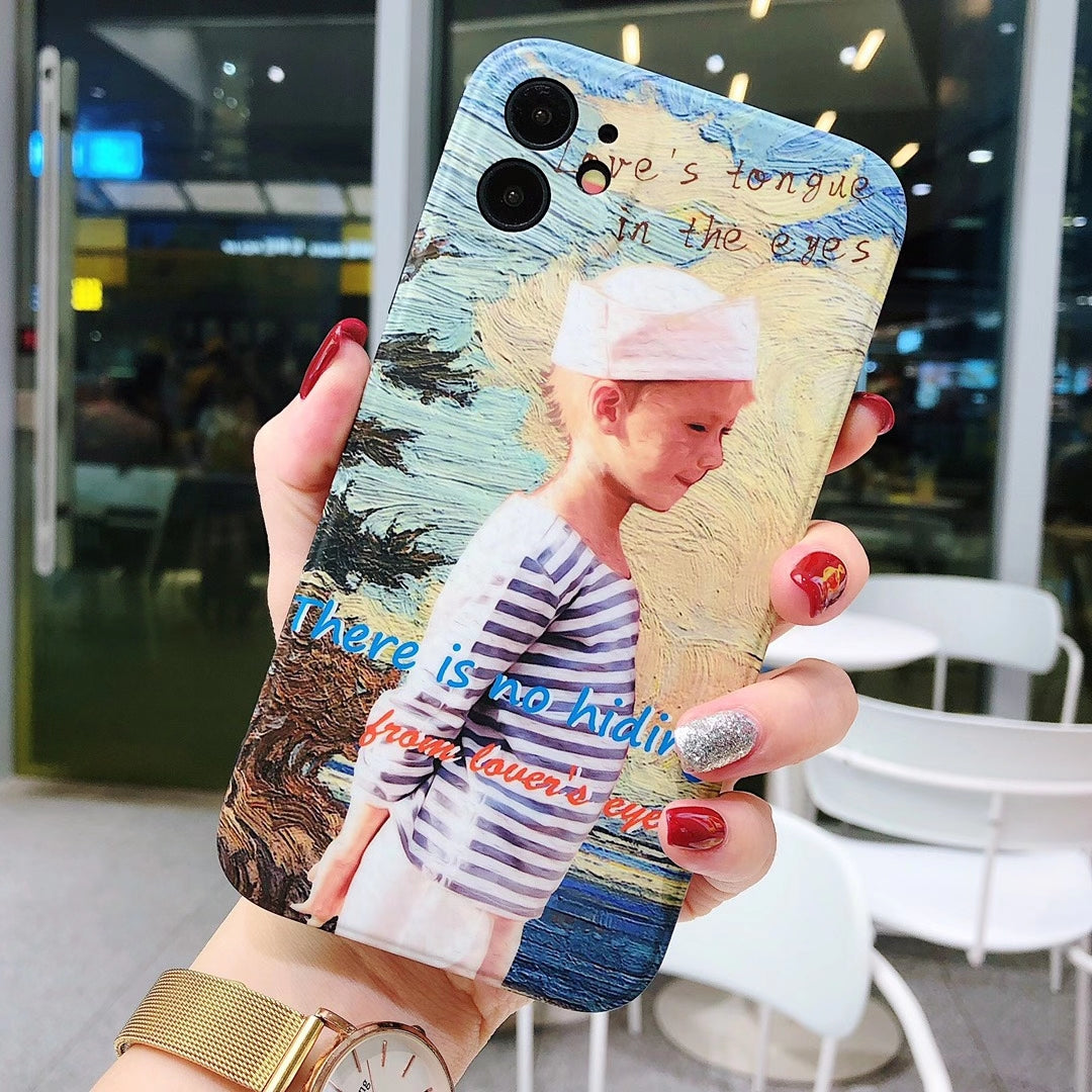 Personalized oil painting couple phone case