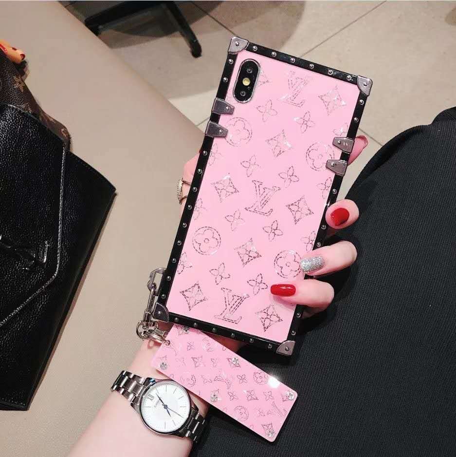 Luxury pink square phone case