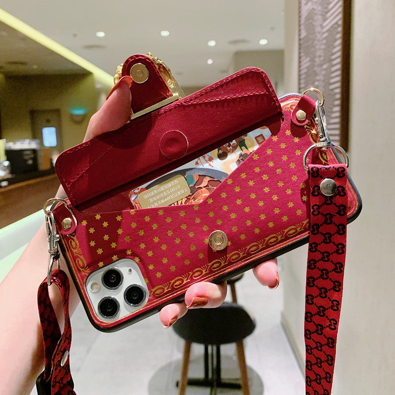 High-end luxury leather wallet phone case