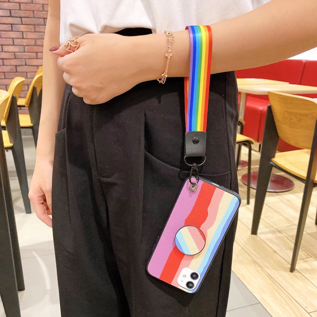 Rainbow the same bracket  lanyard phone case for Samsung