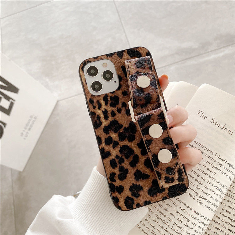 Leopard print wristband phone case