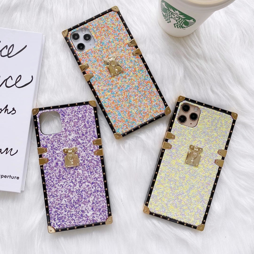 Fashion color beads square phone case for Samsung