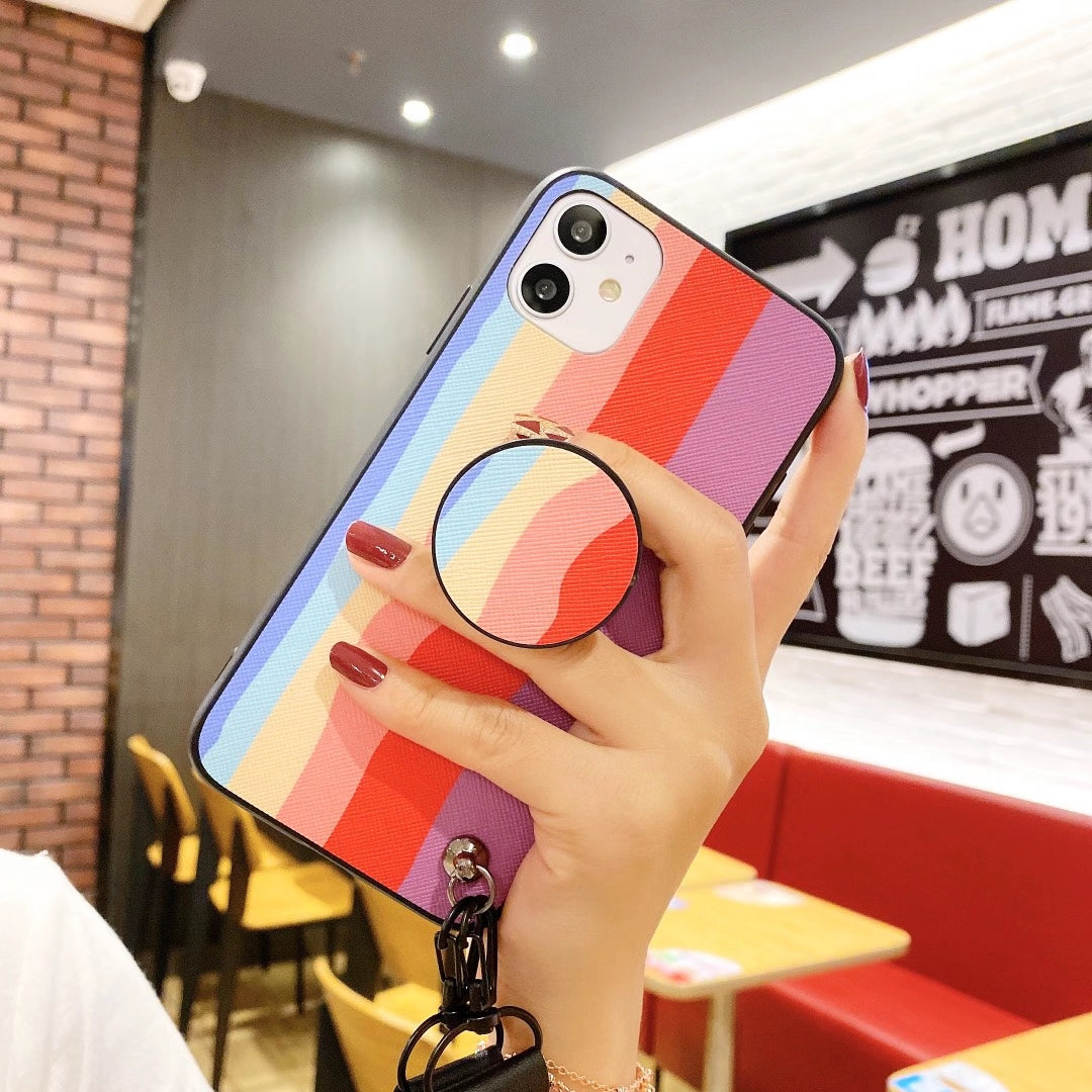 Rainbow the same bracket  lanyard phone case for Samsung