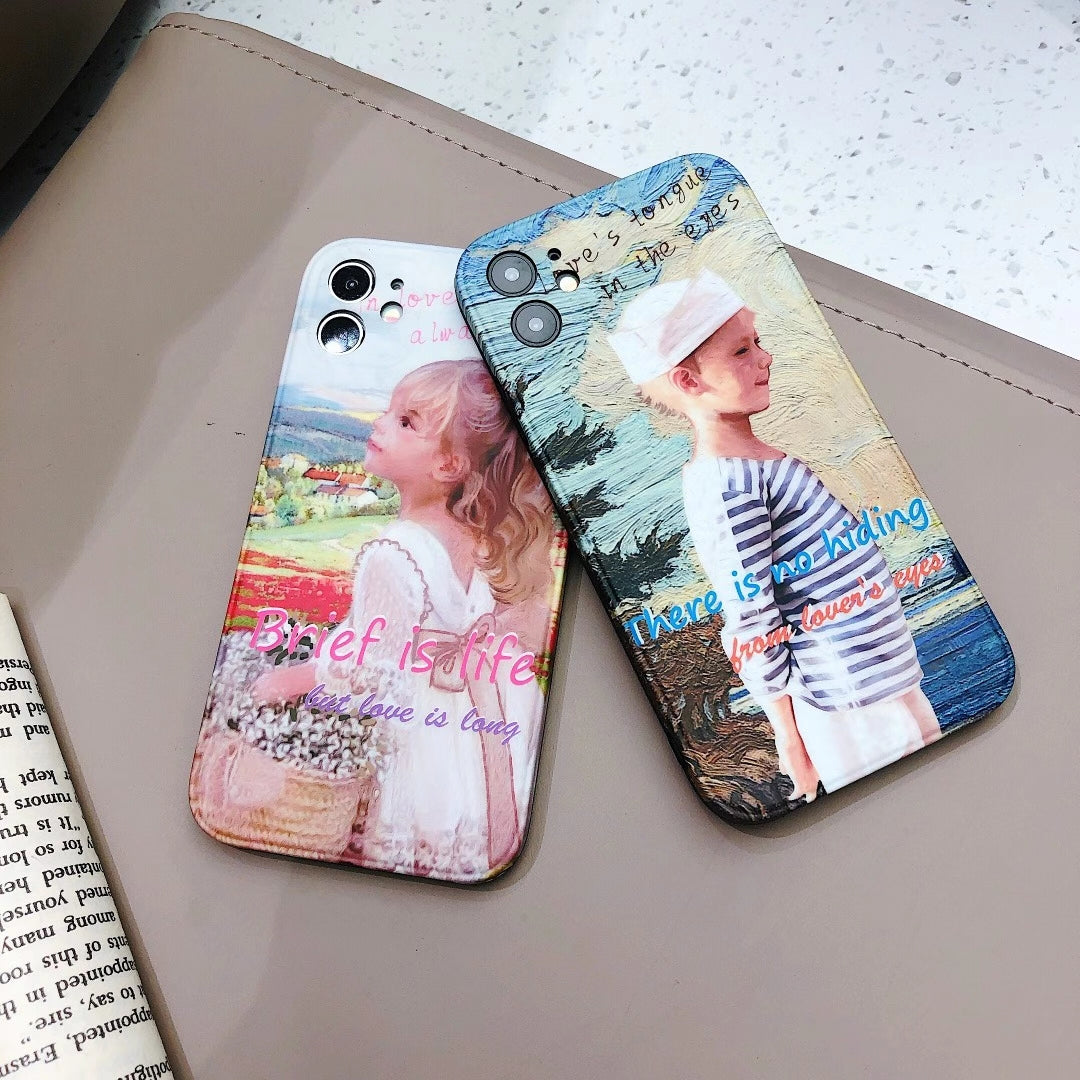 Personalized oil painting couple phone case