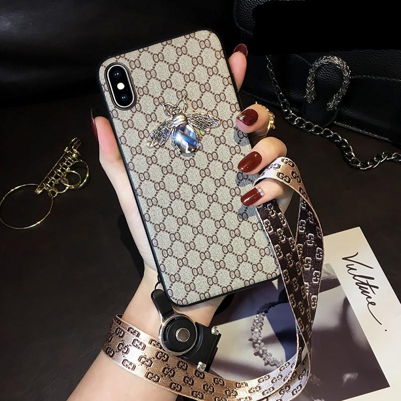 Rhinestone bee lanyard phone case for Samsung