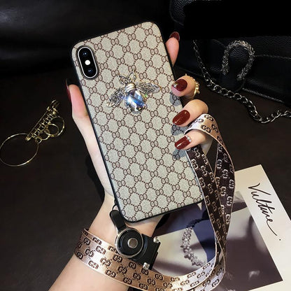 Rhinestone bee lanyard phone case for Samsung