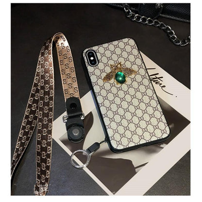 Rhinestone bee lanyard phone case for Samsung