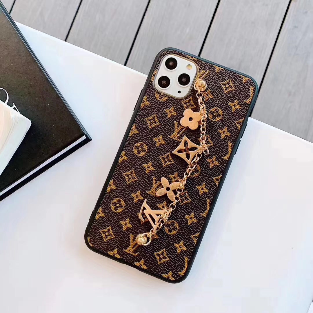 Chain leather phone case