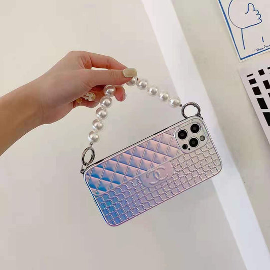 Color changing pearl chain phone case For iphone