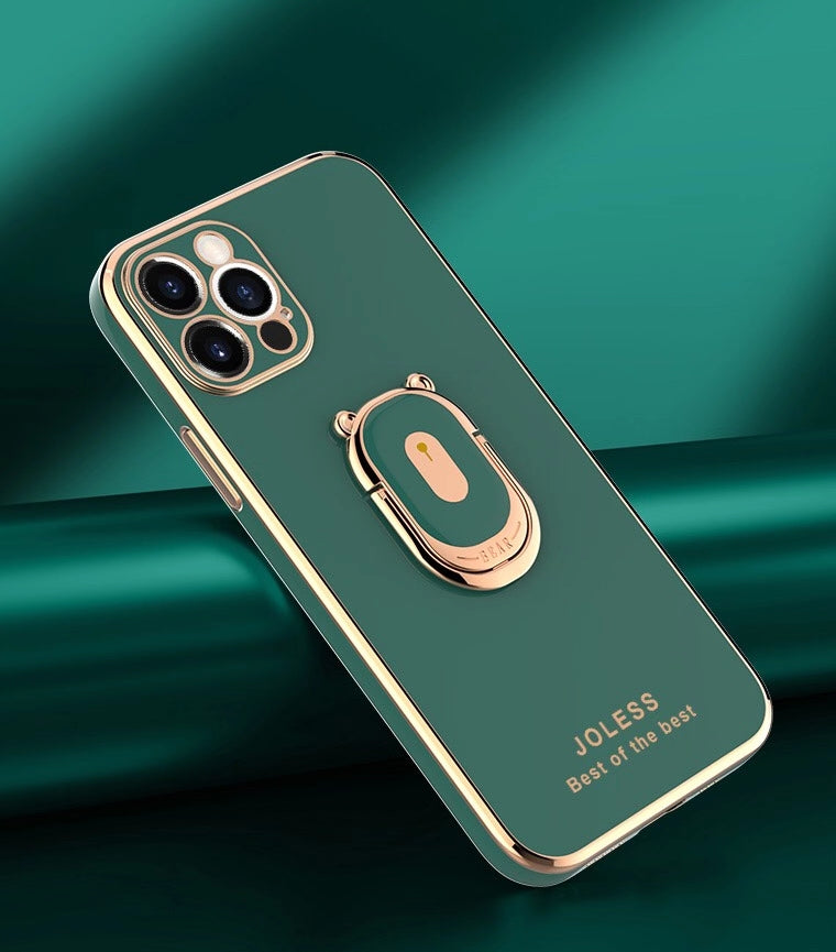Electroplating bear Bracket phone case