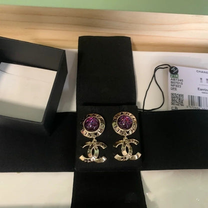 Crystal button round earrings
