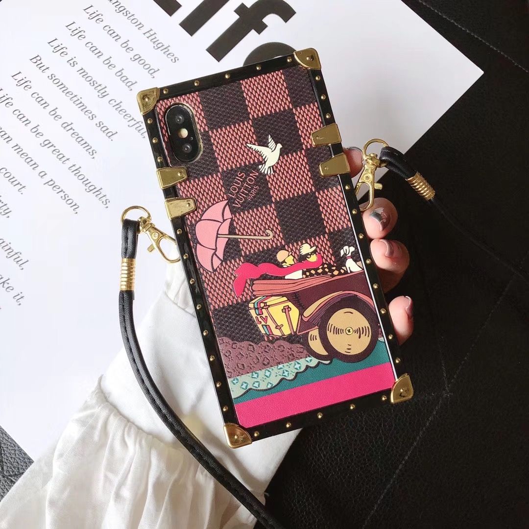 Luxury square lanyard phone case