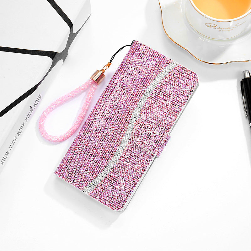 Shiny wallet lanyard phone case