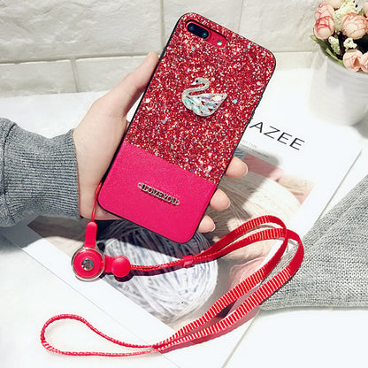 Swan Glitter Lanyard Phone Case