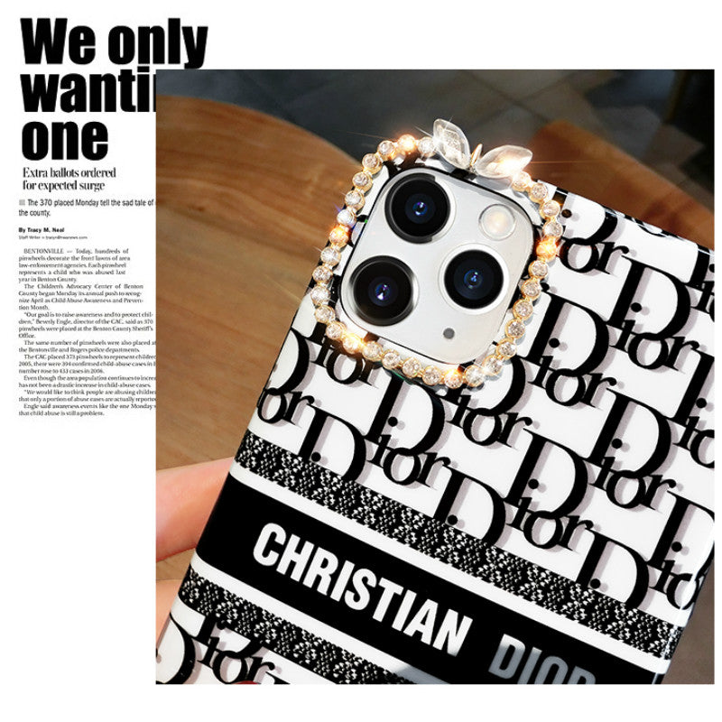 Luxury letter hair ball lanyard phone case