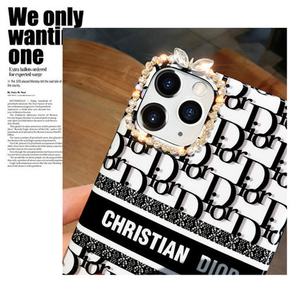 Luxury letter hair ball lanyard phone case
