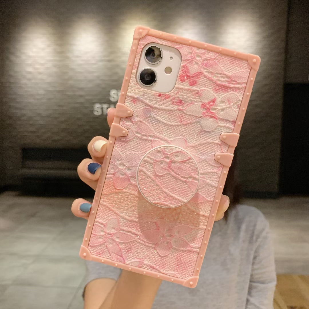 Pink Glitter square phone case