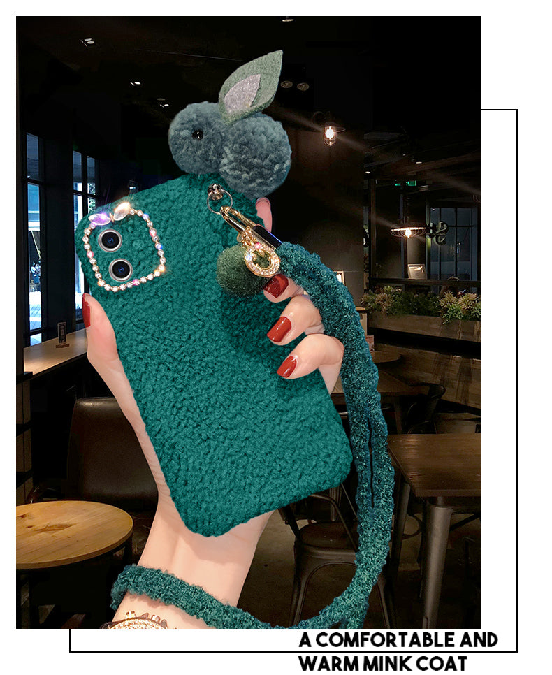 Rhinestone Plush rabbit phone case