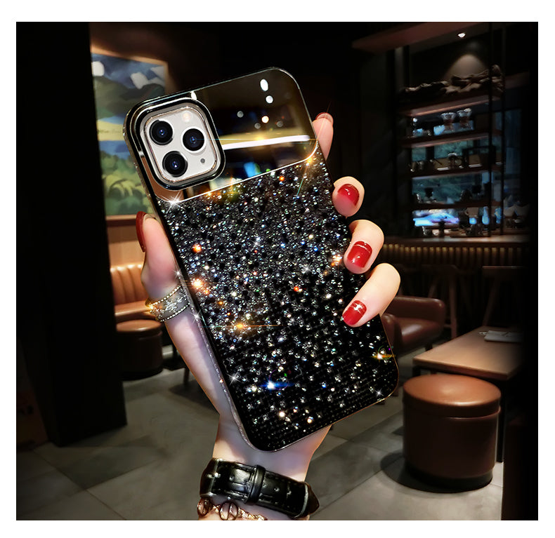 Gradient rhinestone mirror phone case