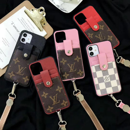 Splicing leather card case phone case