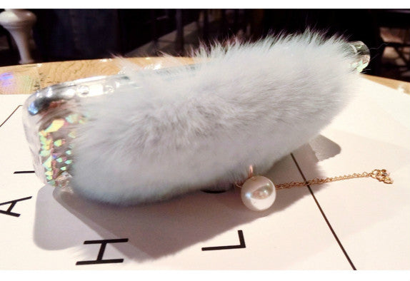 Rabbit hair rhinestone phone case