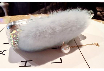 Rabbit hair rhinestone phone case for Samsung