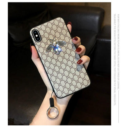 Rhinestone bee lanyard phone case for Samsung