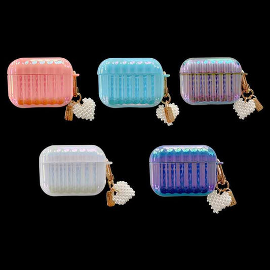 Colorful  Pearl love pendant Airpods case