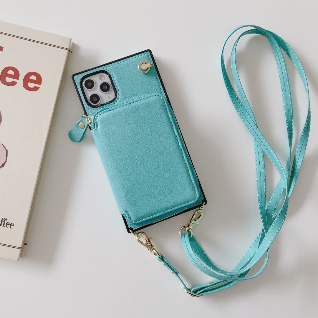 Zipper card bag square phone case for samsung