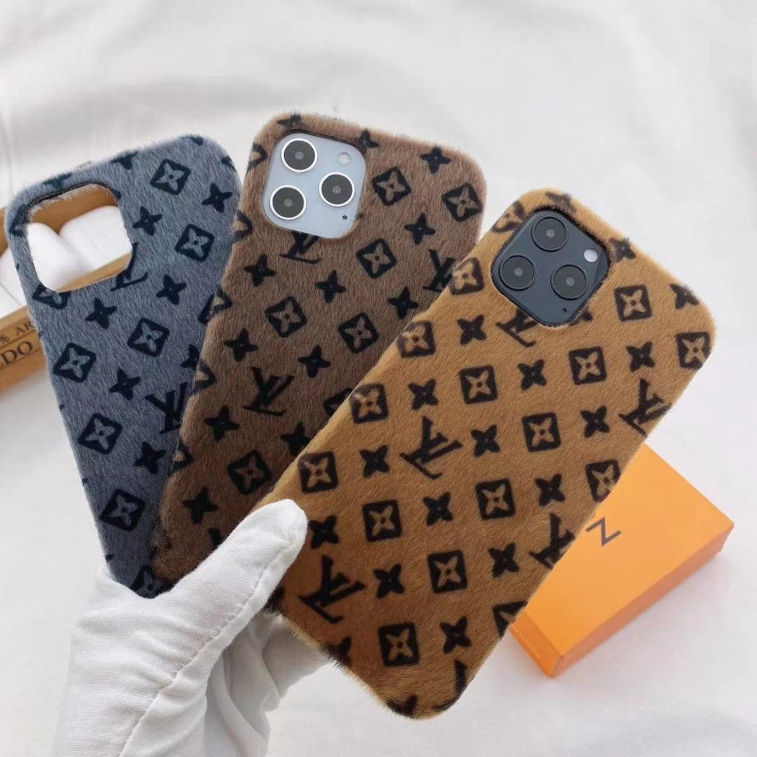 Fashion plush letter phone case