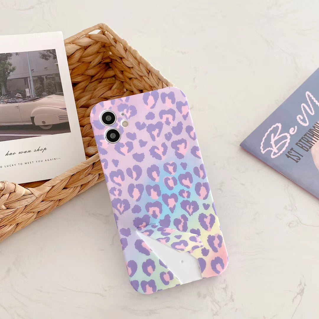 Cute leopard print liquid silicone phone case