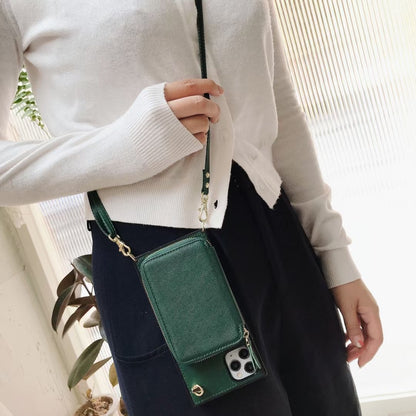 Zipper card bag square phone case for samsung