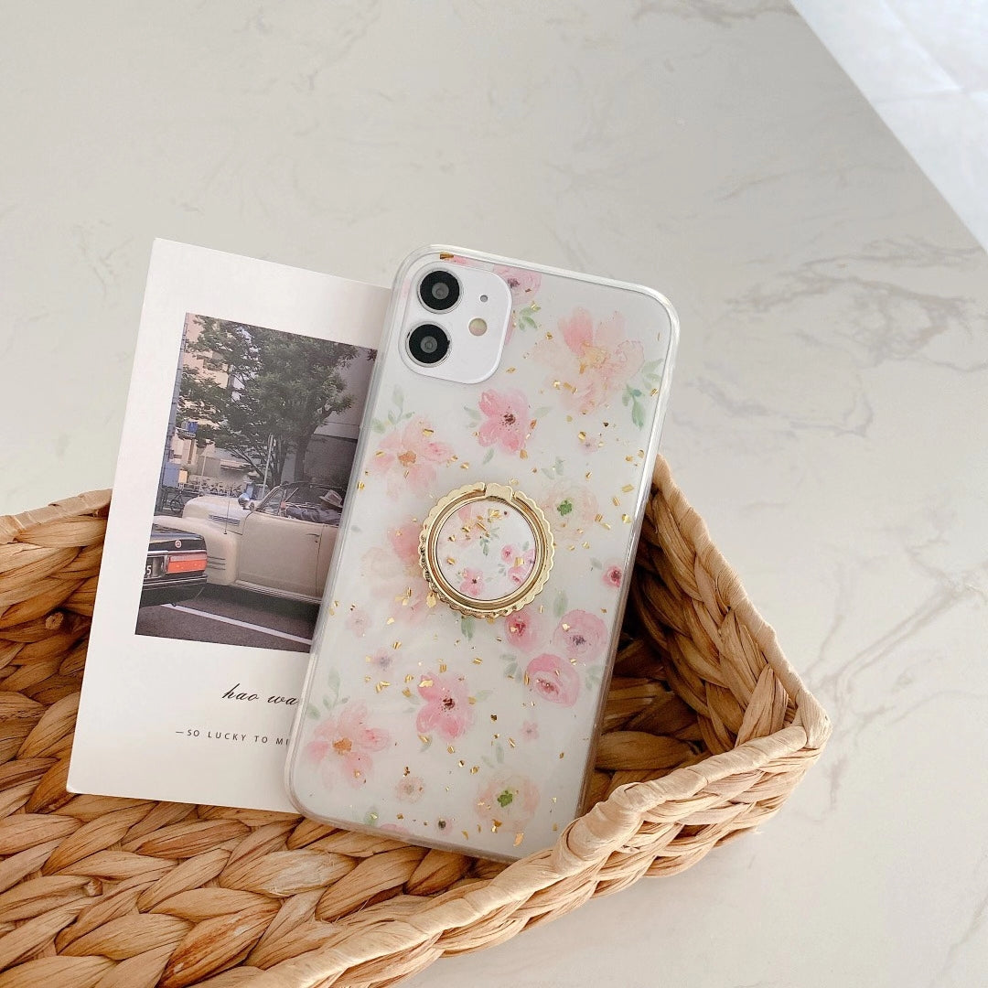 Small floral gold foil phone case