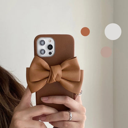Bowknot leather phone case