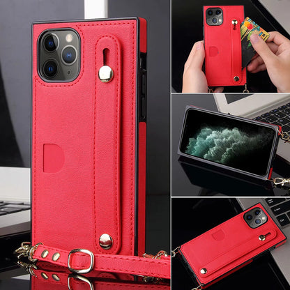 Wallet card lanyard phone case