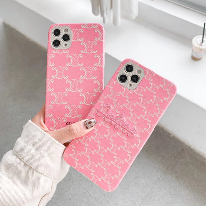 Pink embroidery phone case