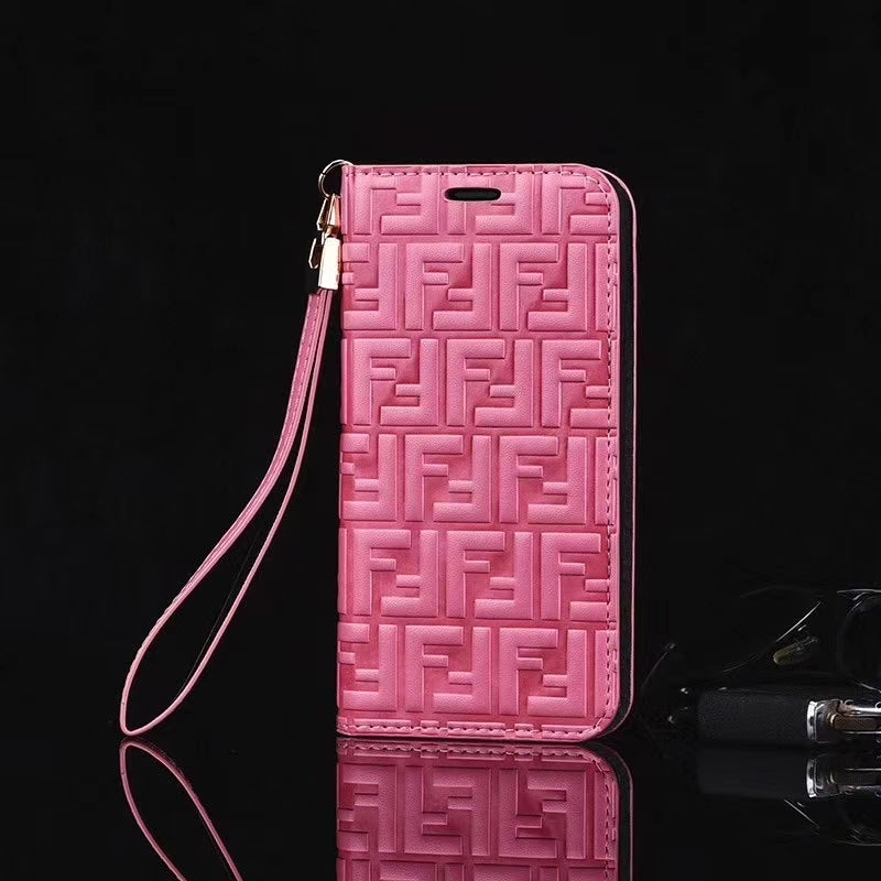 Leather card holder lanyard phone case