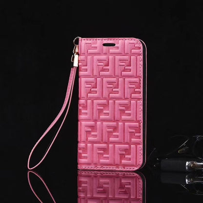 Leather card holder lanyard phone case