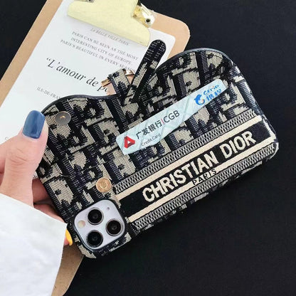 Embroidered retro card case phone case