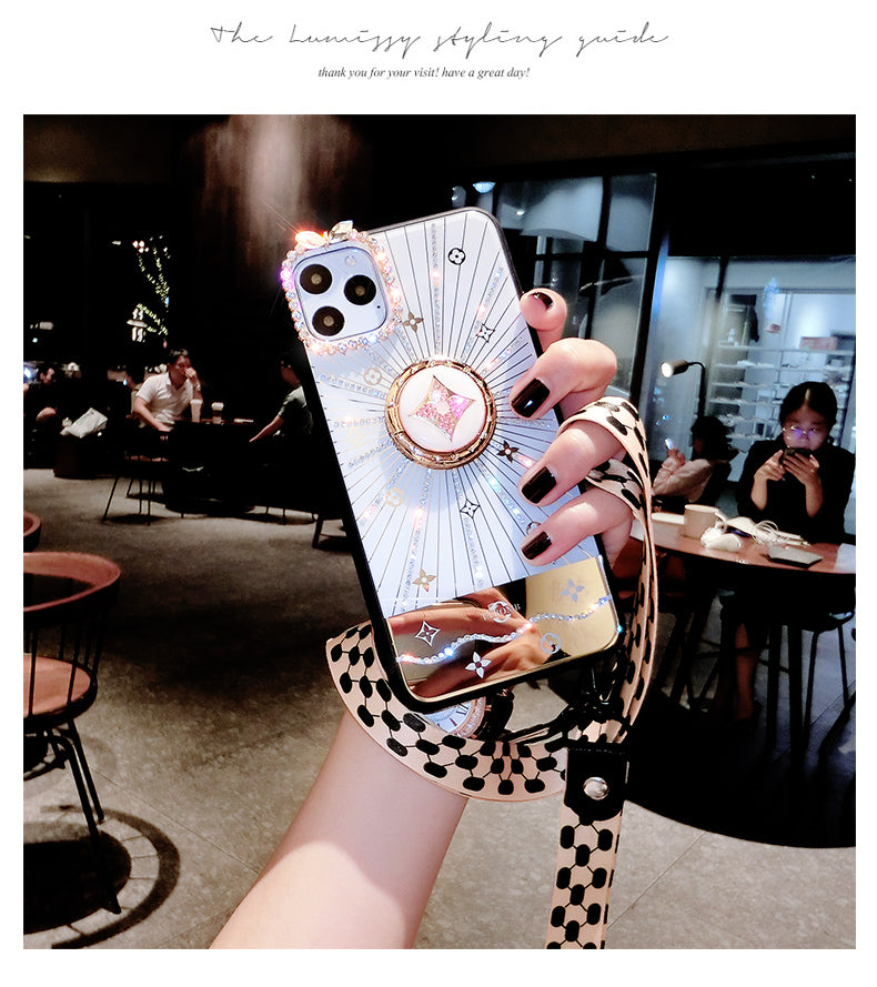 Diamond makeup mirror phone case for iphone