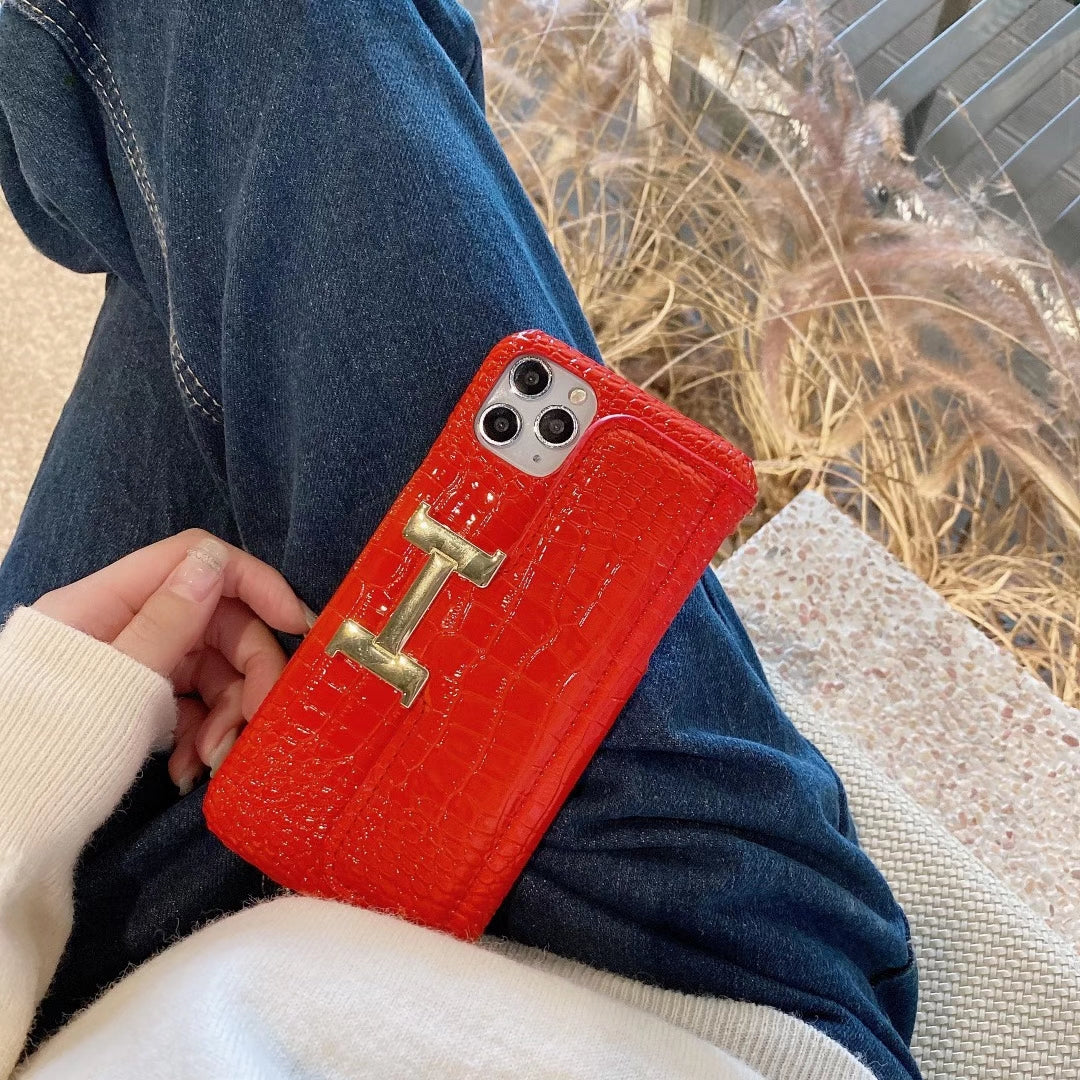 Leather card pocket Bracket phone case