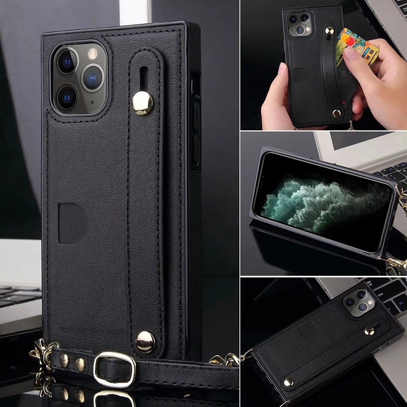 Wallet card lanyard phone case