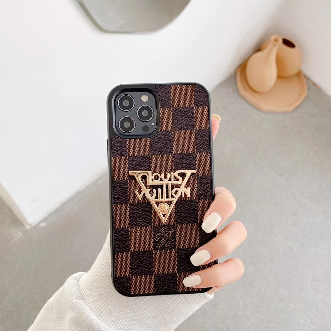 Fashion metal logo phone case