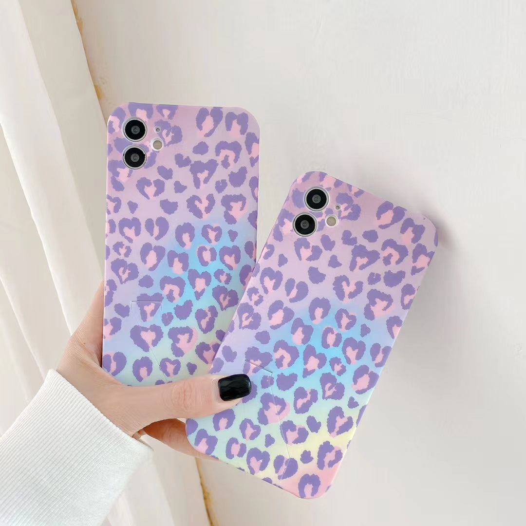 Cute leopard print liquid silicone phone case