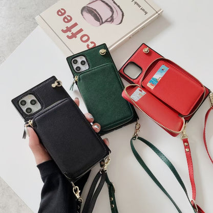 Zipper card bag square phone case for samsung