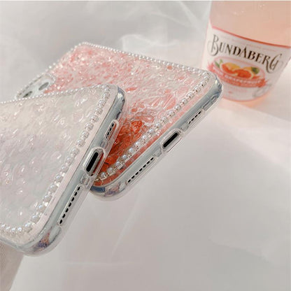 Glitter Pink Petal Clear Phone Case