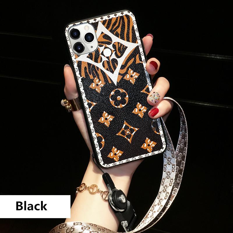 Tide Brand Lanyard Texture Leather Phone Case - LVCASE