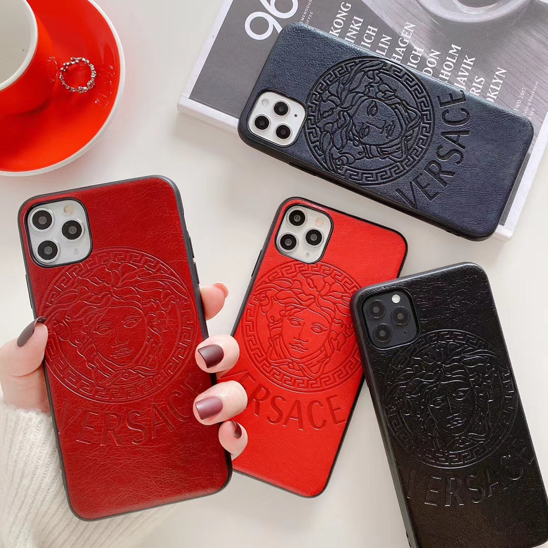 Embossed soft leather phone case